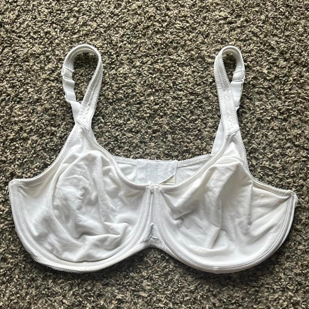 Bali 3850 White Cotton Underwire Bra Scalloped Trim 42D